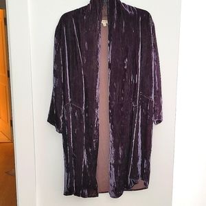 Velvet look lightweight Kimono type Jacket. Size small. Violet Blue in color.